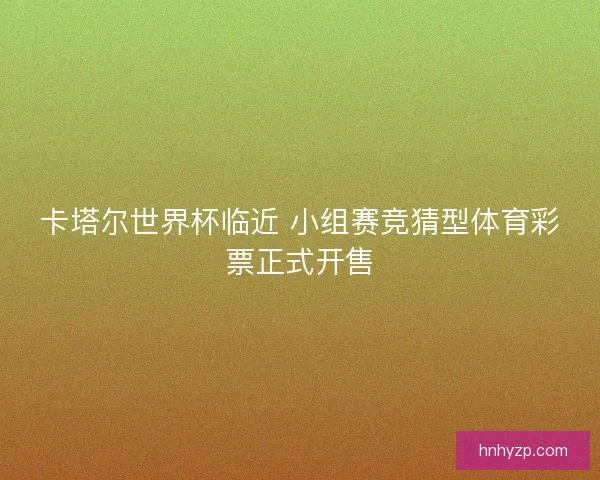 卡塔尔世界杯临近 小组赛竞猜型体育彩票正式开售